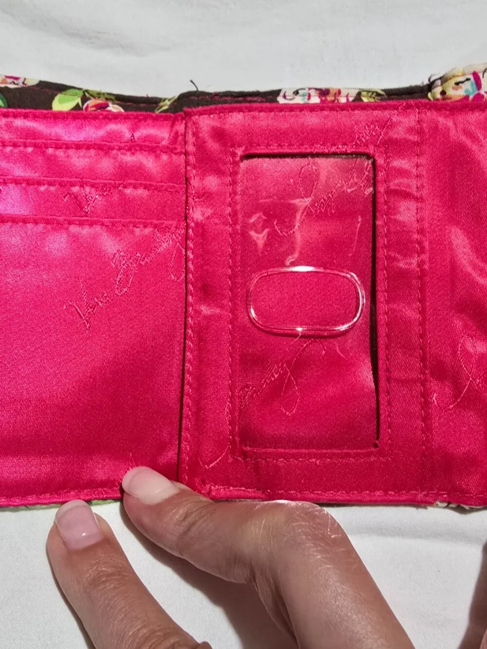 Vera Bradley "English Rose" Quilted Small Kisslock Clutch Wallet Floral Coin - Picture 5 of 9